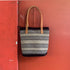 Striped Wool Laptop Tote With Leather Handles
